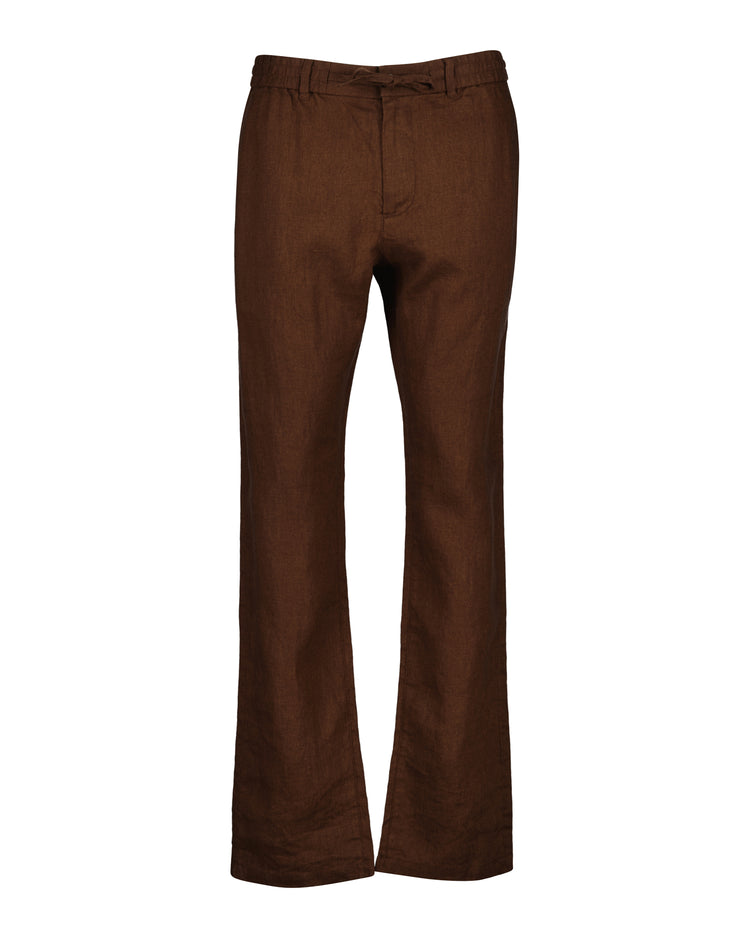 Lniane spodnie męskie regular fit brązowe