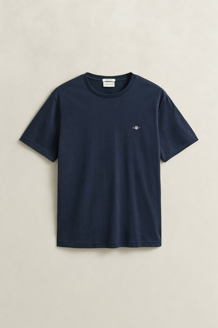 T-shirt męski z okrągłym dekoltem regular fit granatowy