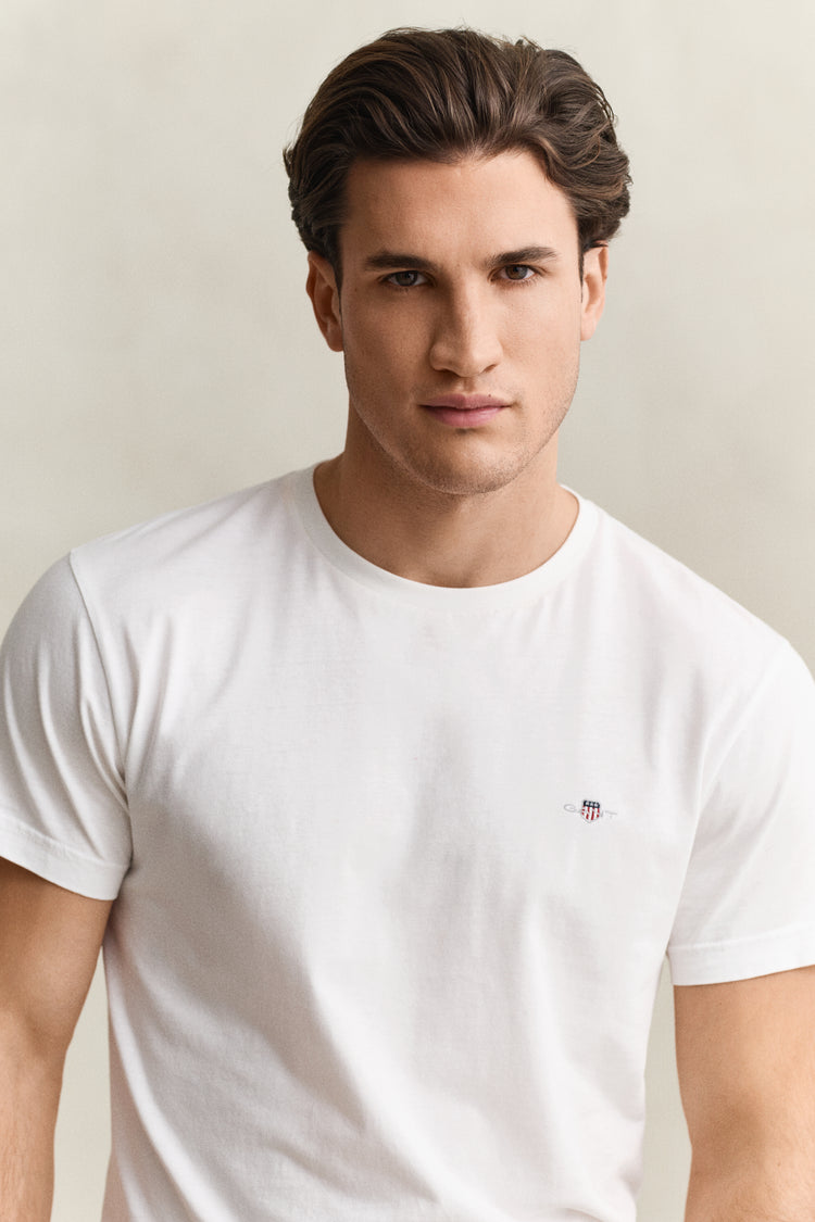 Bawełniany t-shirt męski slim fit biały
