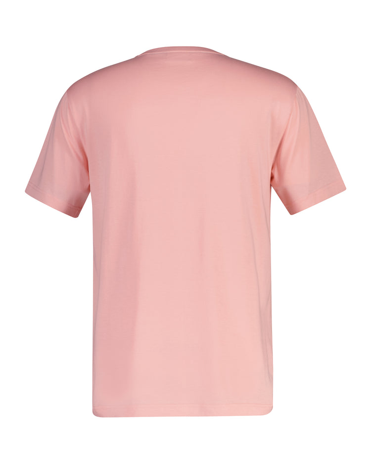 Bawełniany t-shirt męski z nadrukiem regular fit różowy