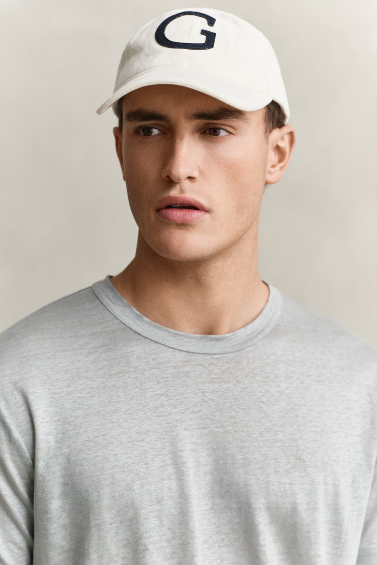 Lniany t-shirt męski regular fit szary