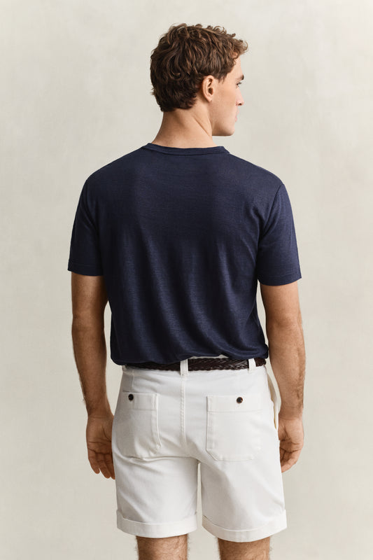 T-shirt męski z okrągłym kołnierzykiem regular fit granatowy