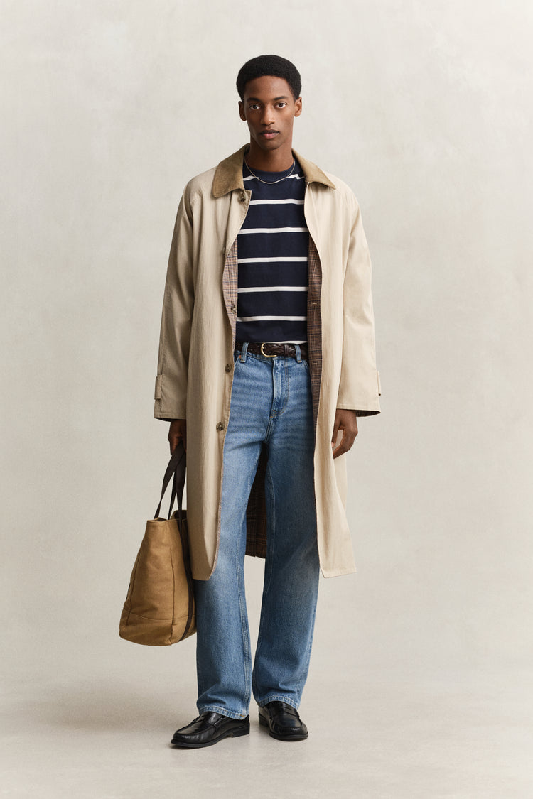 Bawełniany t-shirt męski w paski z okrągłym kołnierzykiem regular fit