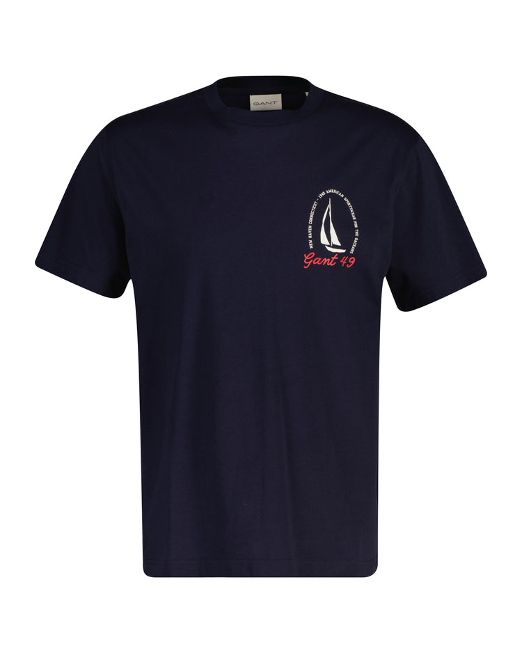 Bawełniany t-shirt męski z nadrukiem okrągły kołnierzyk regular fit