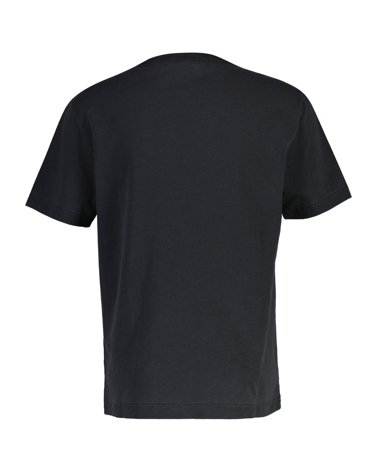 Bawełniany t-shirt męski z okrągłym kołnierzykiem regular fit czarny