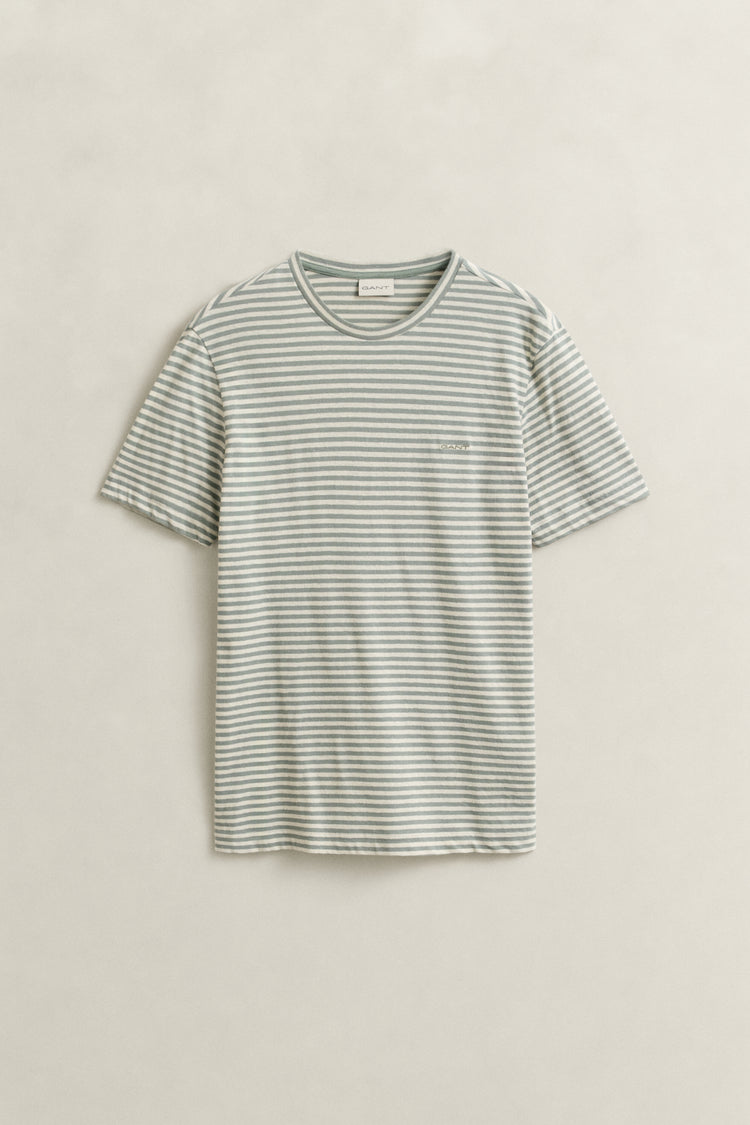 T-shirt męski w paski z krótkim rękawem regular fit szary