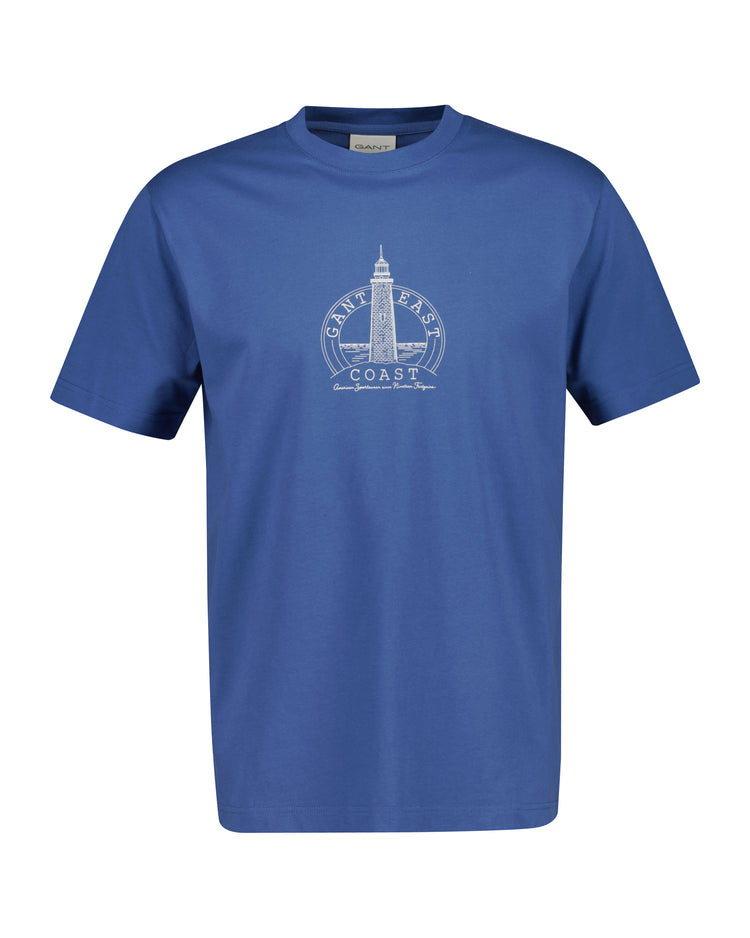 T-shirt męski z nadrukiem regular fit niebieski