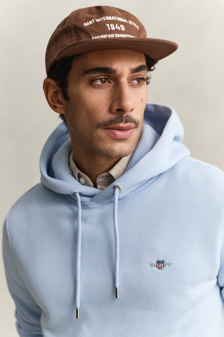 Bluza męska z kapturem regular fit błękitna