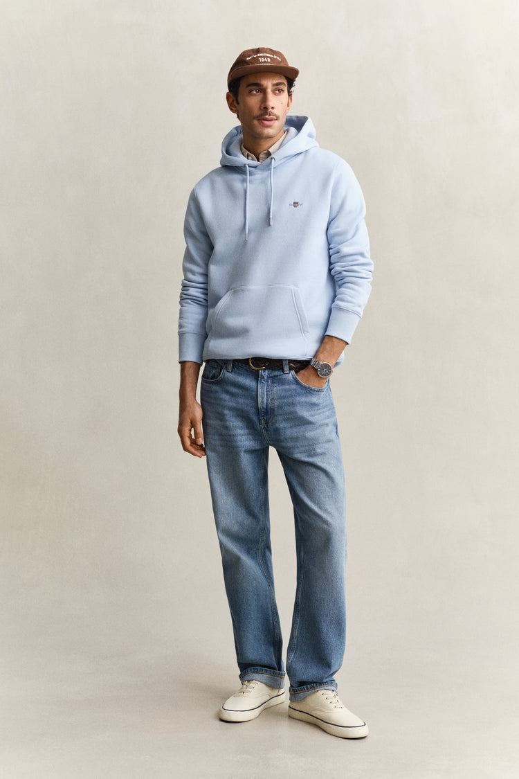 Bluza męska z kapturem regular fit błękitna