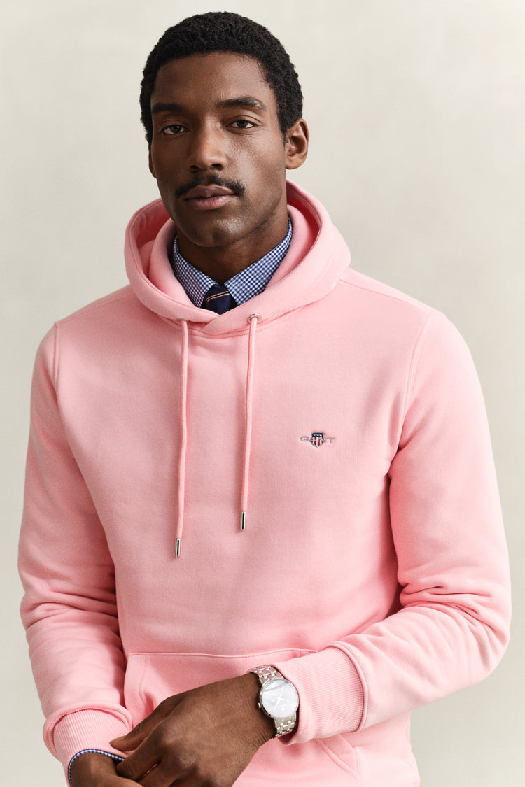 Bluza męska z kapturem regular fit różowa