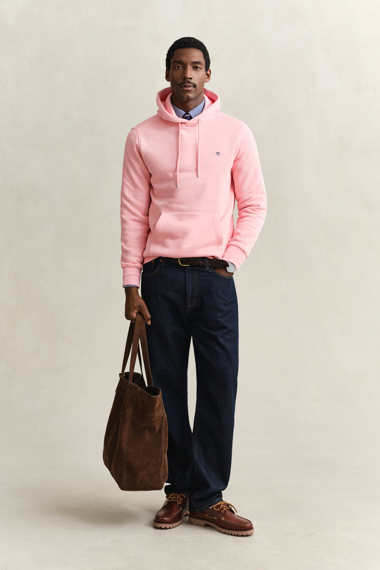 Bluza męska z kapturem regular fit różowa