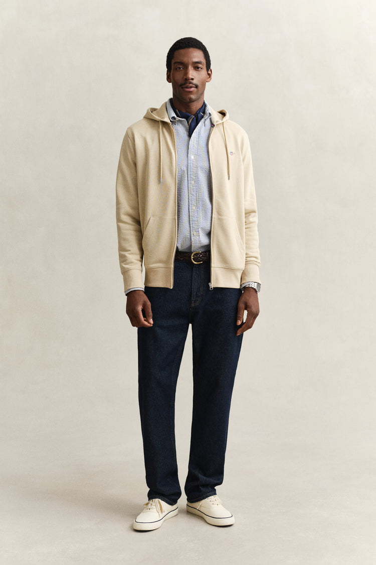 Bluza męska z kapturem regular fit beżowa