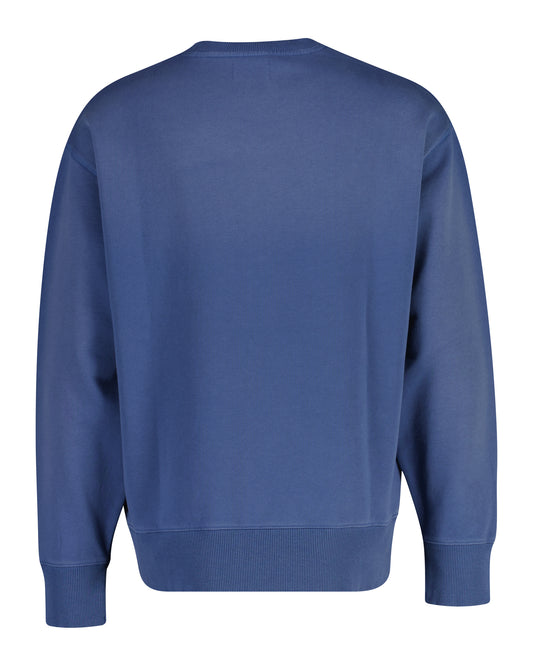 Bawełniana bluza męska z nadrukiem relaxed fit niebieska