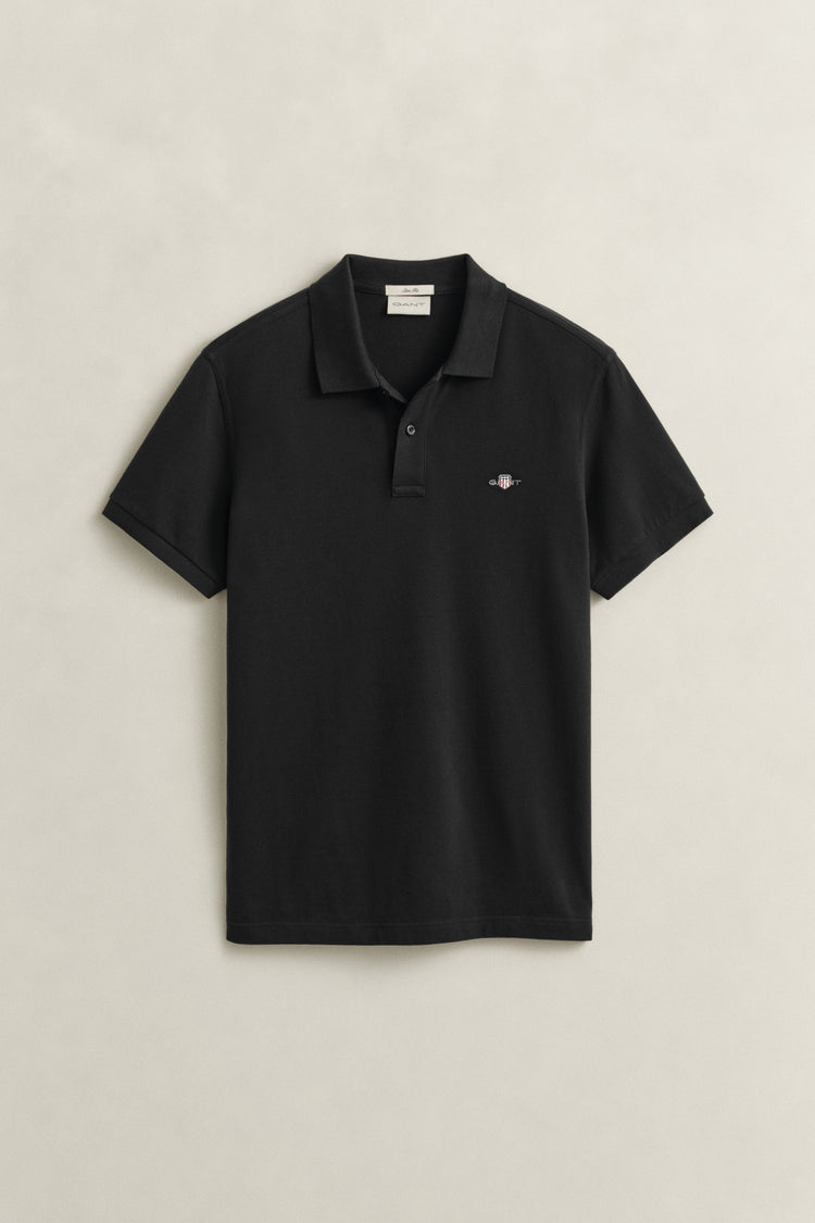 Polo męskie z krótkim rękawem slim fit czarne