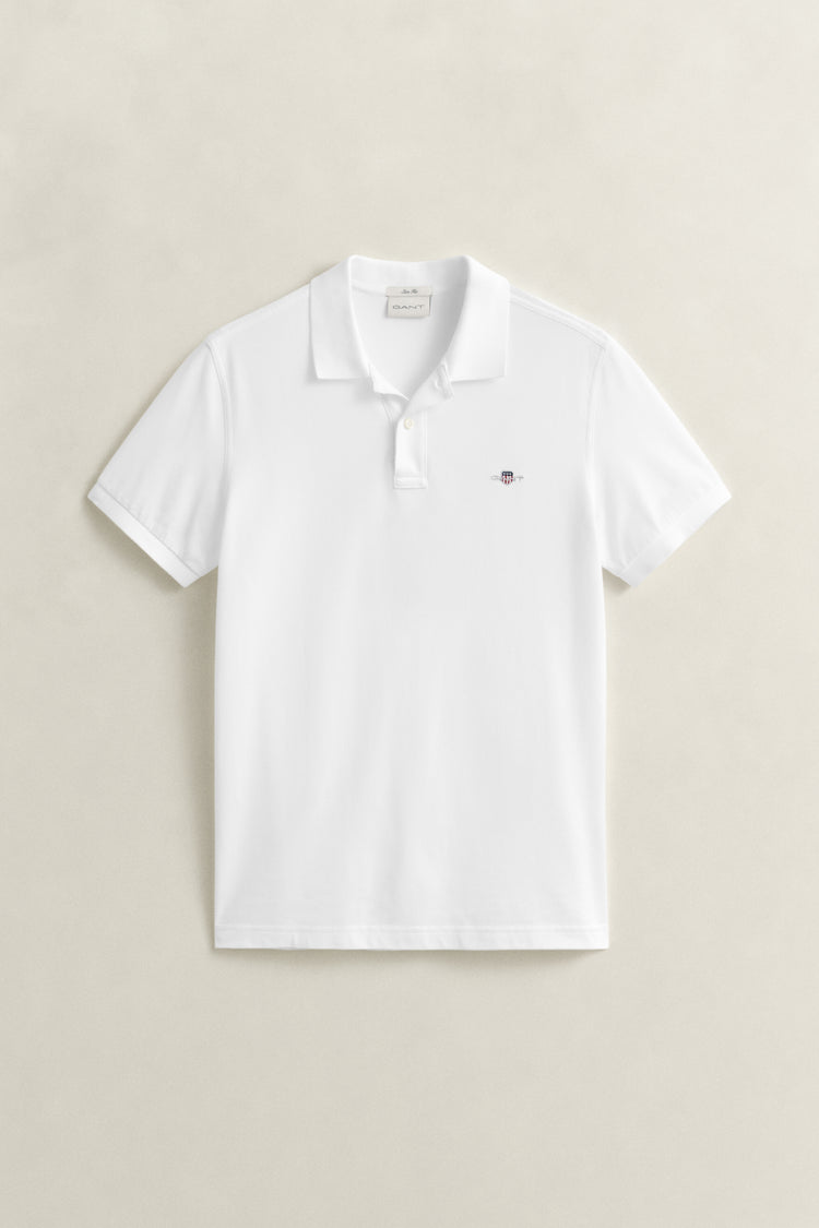 Koszulka polo męska z krótkim rękawem slim fit biała