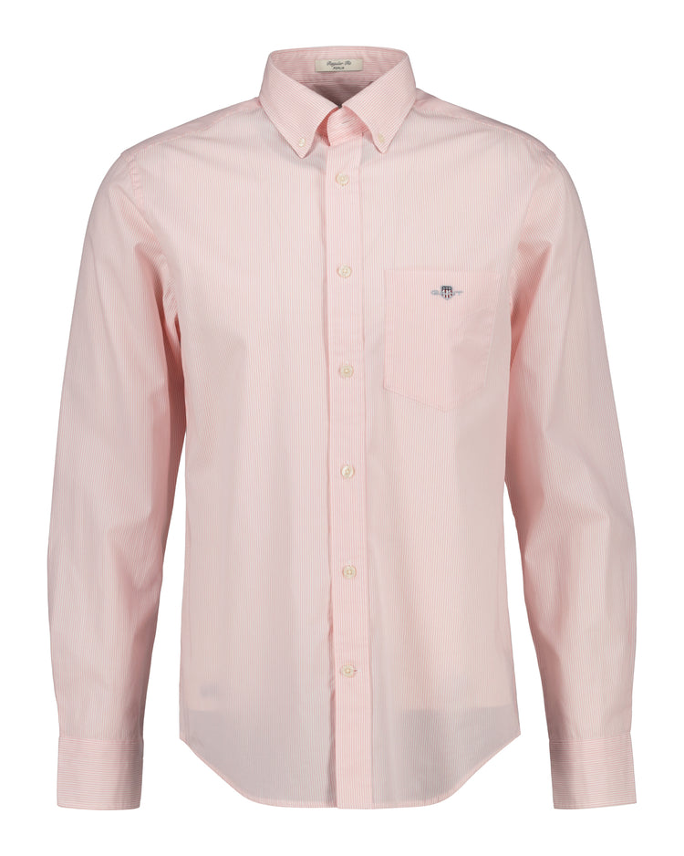 Bawełniana koszula męska w paski z długim rękawem regular fit