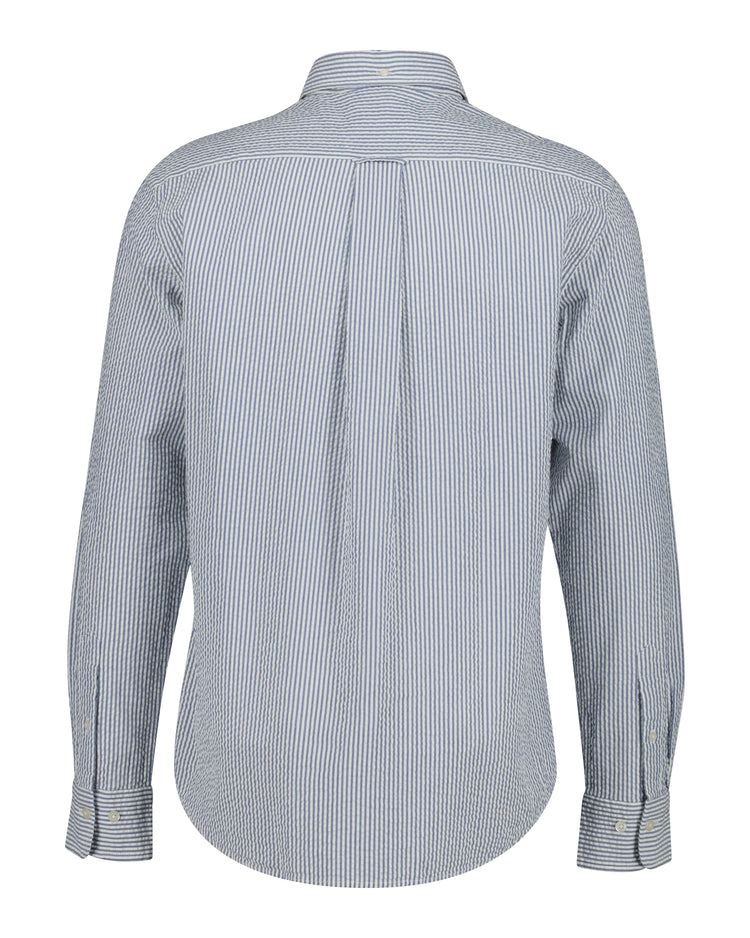 Bawełniana koszula męska w paski z długim rękawem regular fit