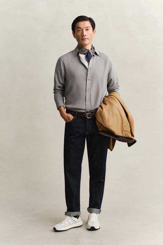 Lyocellowa koszula męska regular fit szara