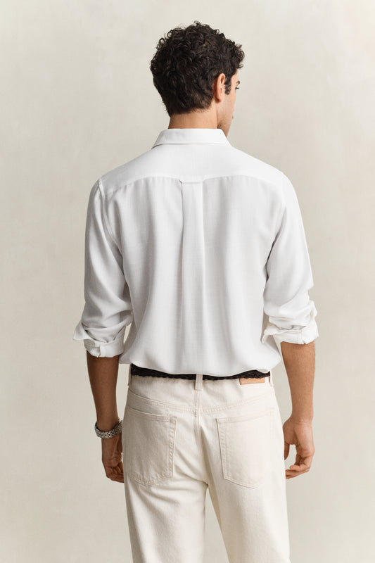 Lyocellowa koszula męska z długim rękawem regular fit biała