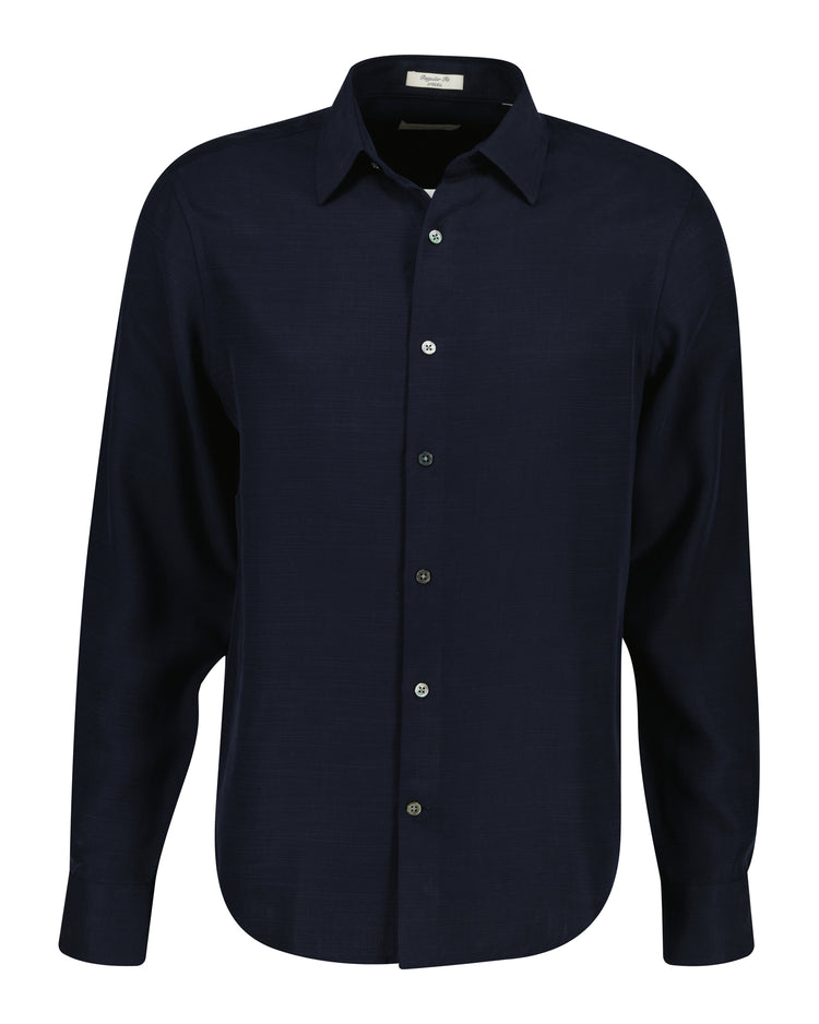 Lyocellowa koszula męska z długim rękawem regular fit granatowa