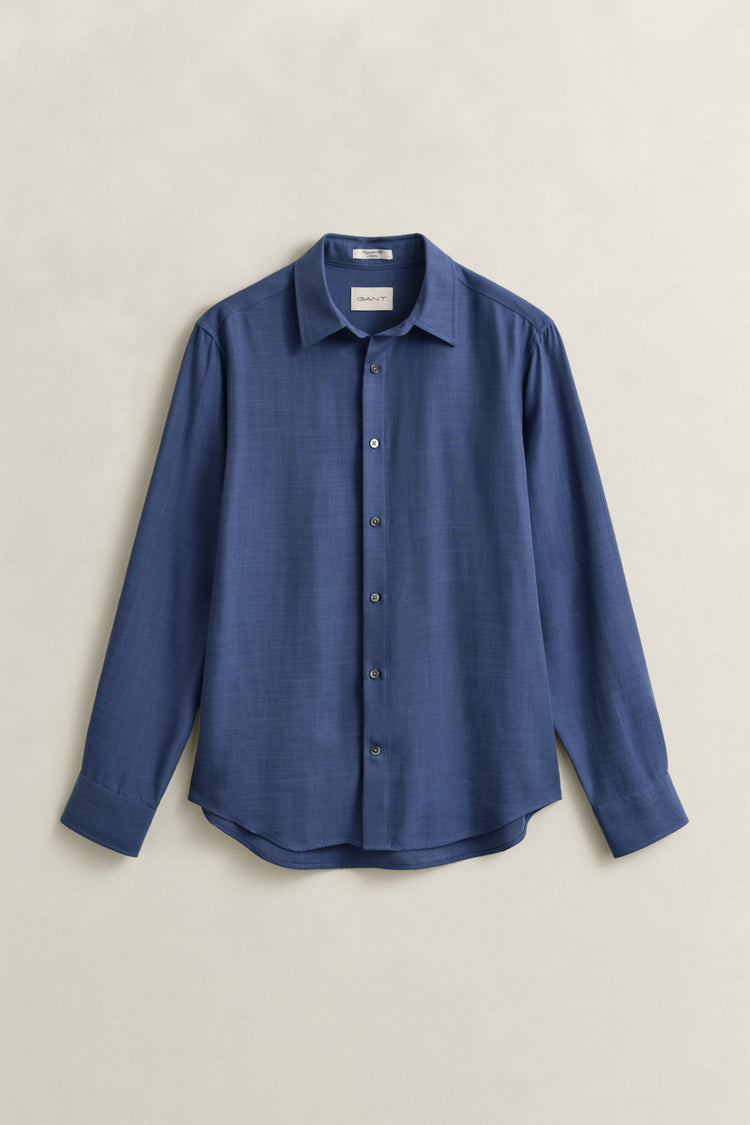 Lyocellowa koszula męska z długim rękawem regular fit niebieska