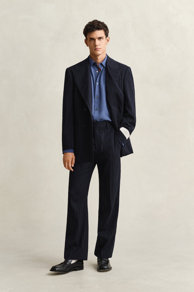 Lyocellowa koszula męska z długim rękawem regular fit niebieska