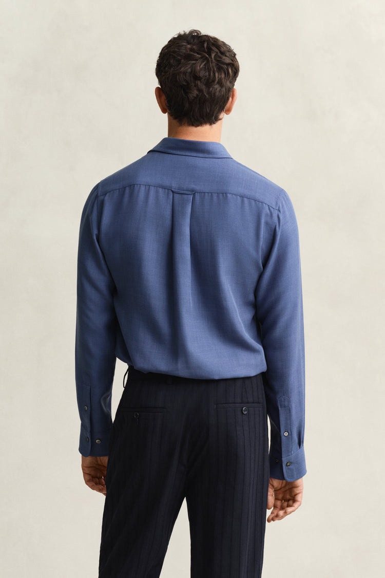 Lyocellowa koszula męska z długim rękawem regular fit niebieska