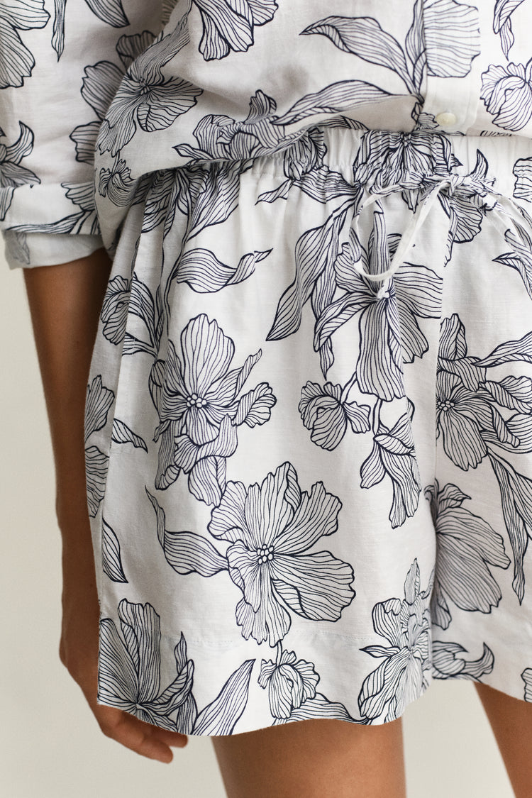 Szorty damskie z nadrukiem relaxed fit granatowe