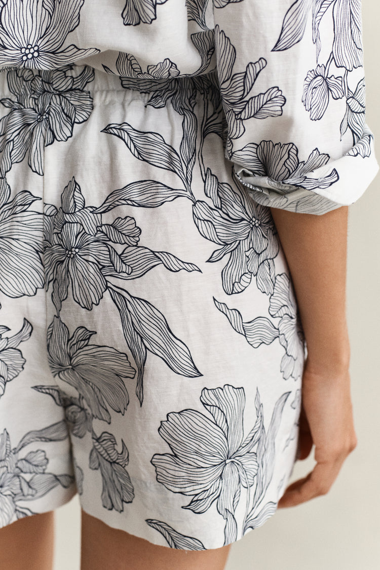 Szorty damskie z nadrukiem relaxed fit granatowe