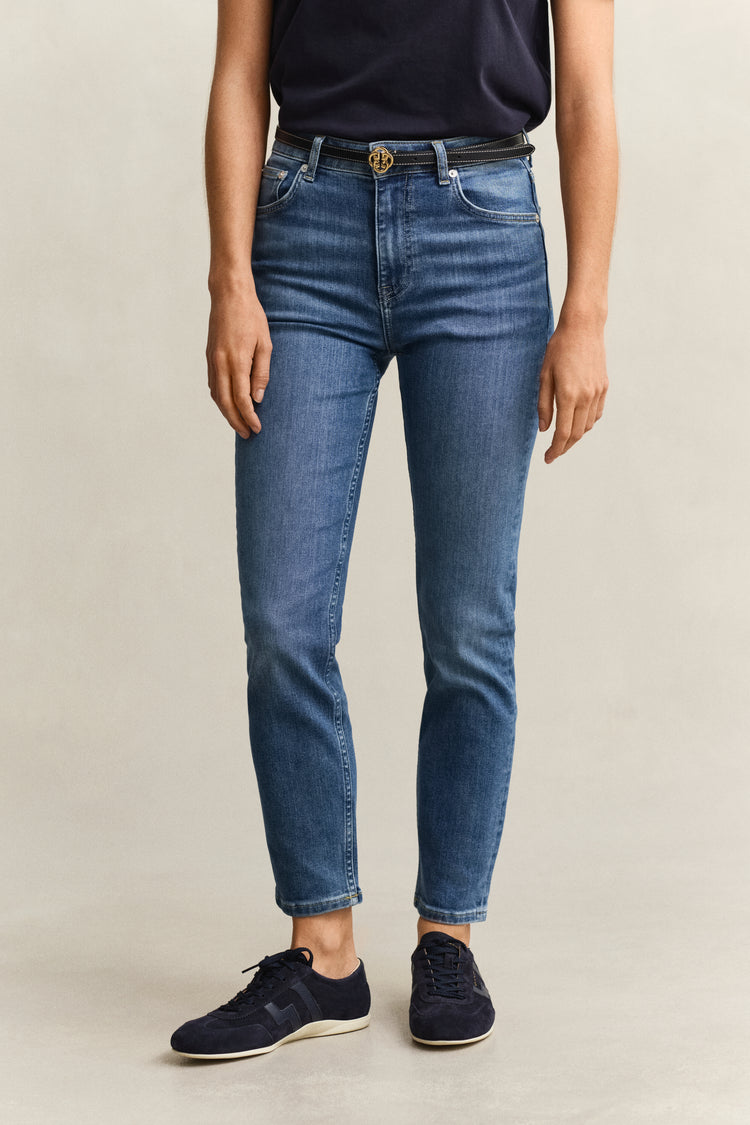 Spodnie jeansowe damskie slim fit niebieskie