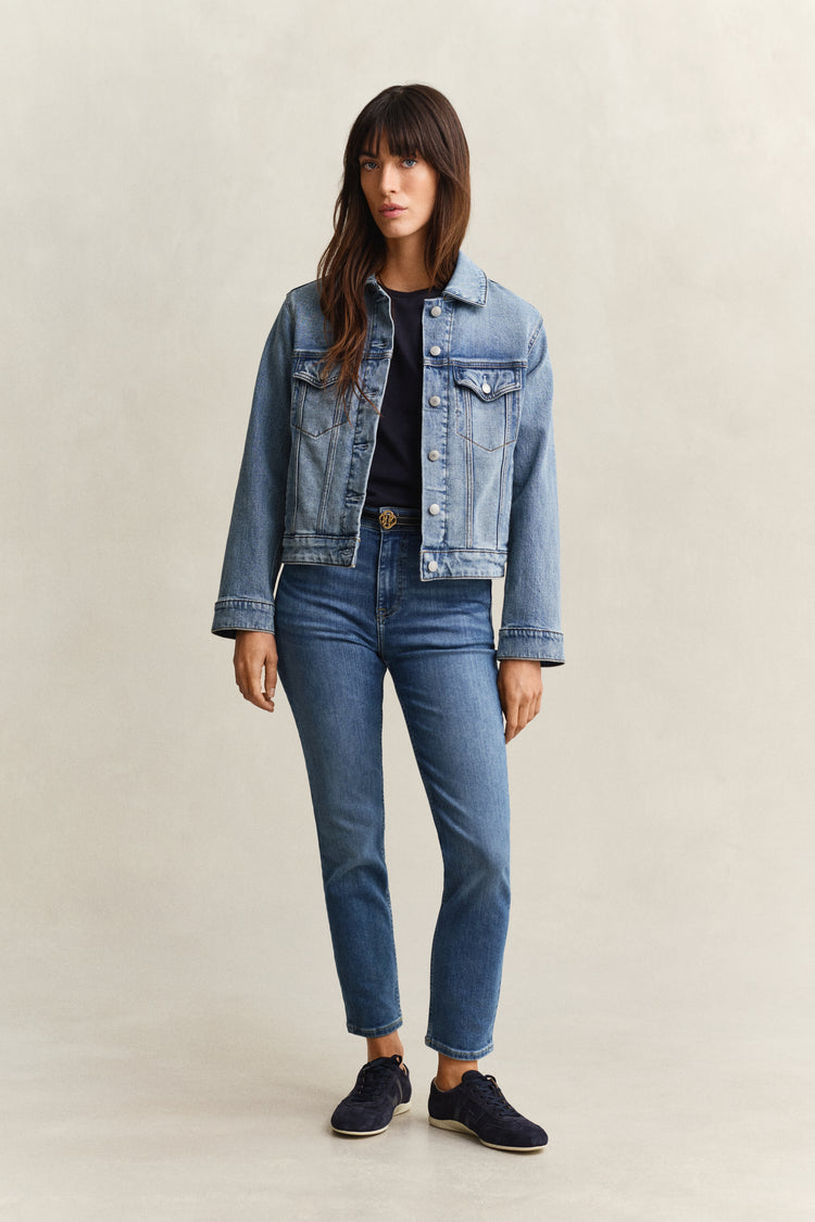 Spodnie jeansowe damskie slim fit niebieskie