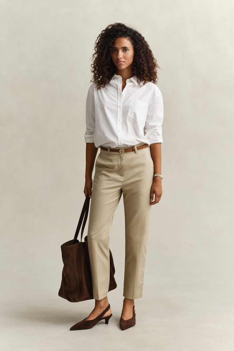 Spodnie damskie slim fit beżowe