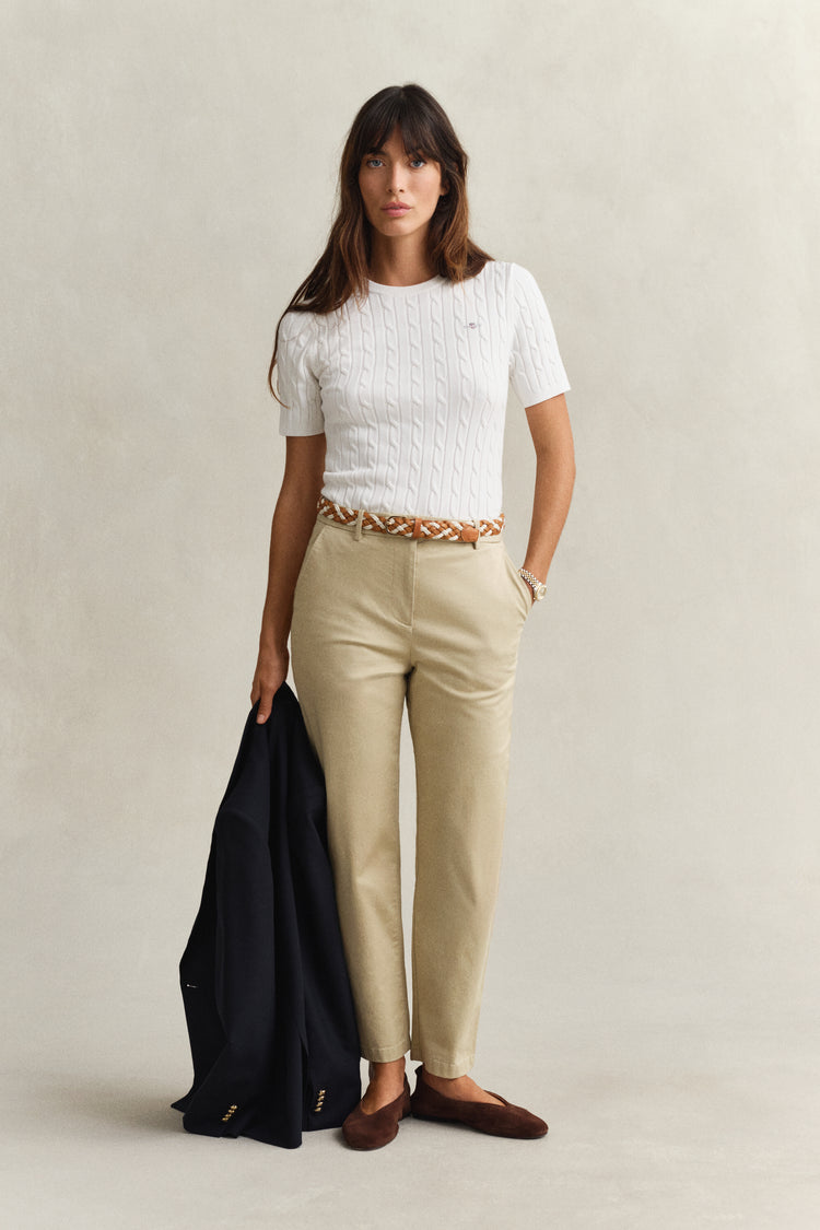 Spodnie damskie slim fit beżowe