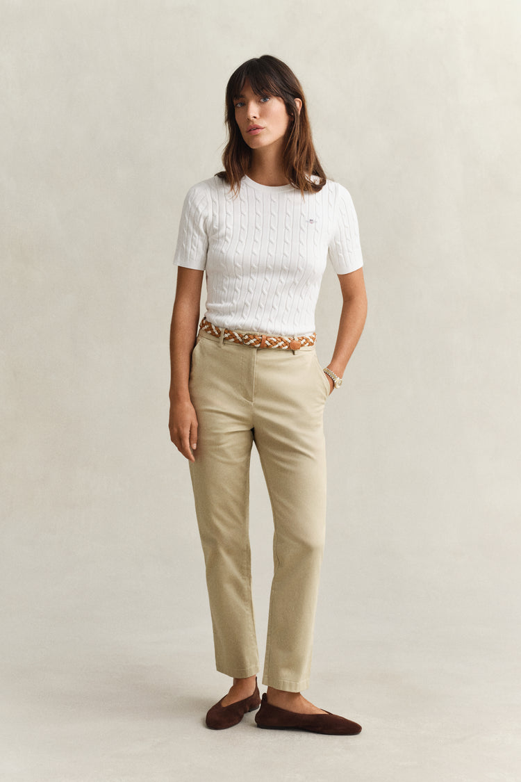 Spodnie damskie slim fit beżowe