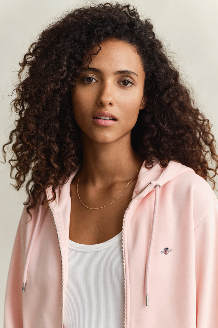 Bluza damska z kapturem relaxed fit różowa