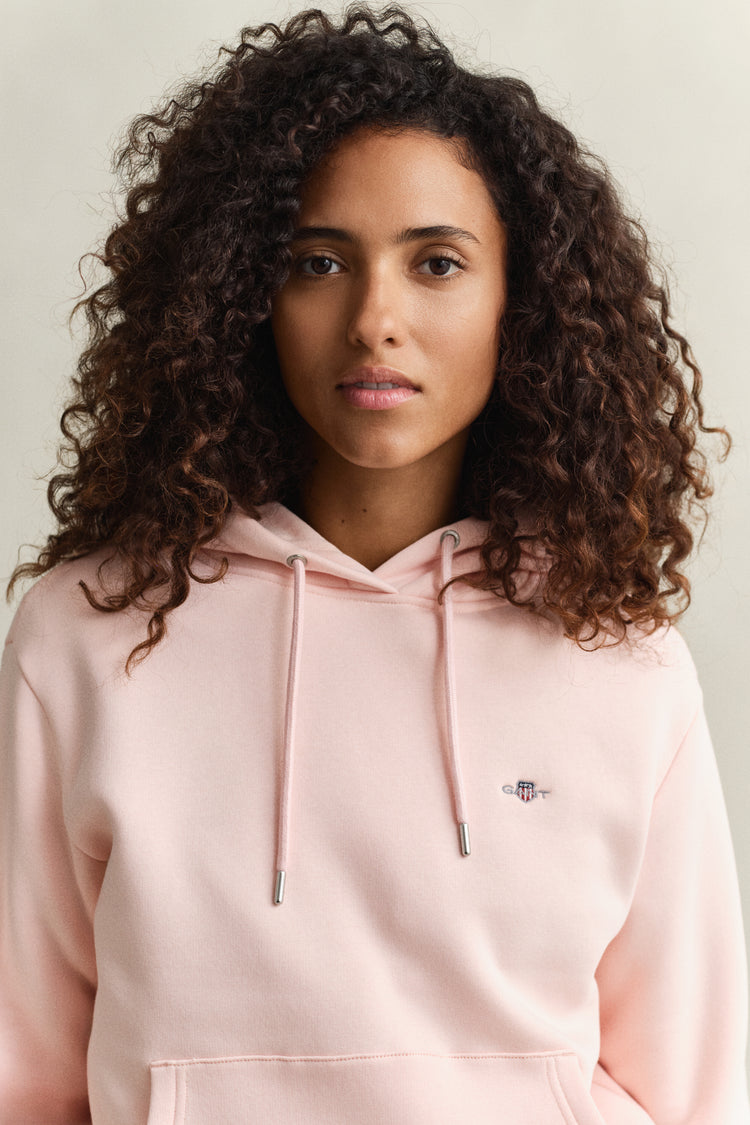 Bawełniana bluza damska z kapturem relaxed fit różowa