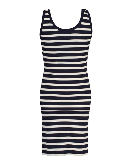 Sukienka damska w paski okrągły kołnierzyk krótki rękaw slim fit