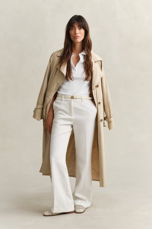 Koszulka polo damska z krótkim rękawem slim fit biała