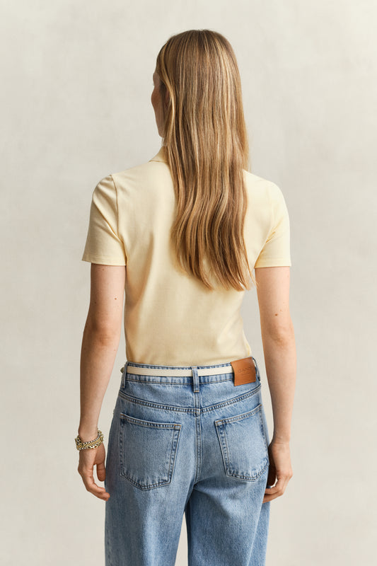 Koszulka polo damska slim fit żółta