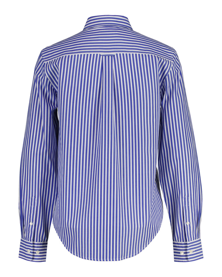 Bawełniana koszula damska w paski z długim rękawem regular fit