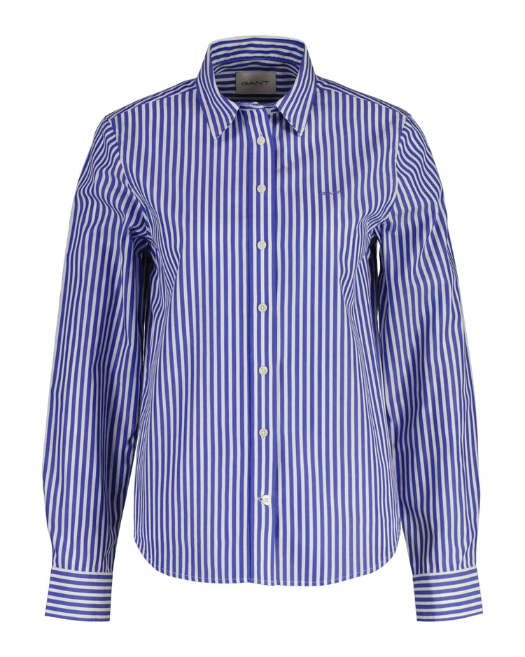 Bawełniana koszula damska w paski z długim rękawem regular fit