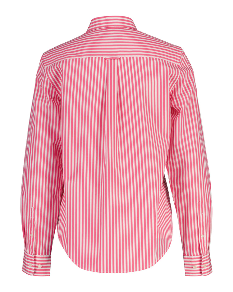 Bawełniana koszula damska w paski z długim rękawem regular fit