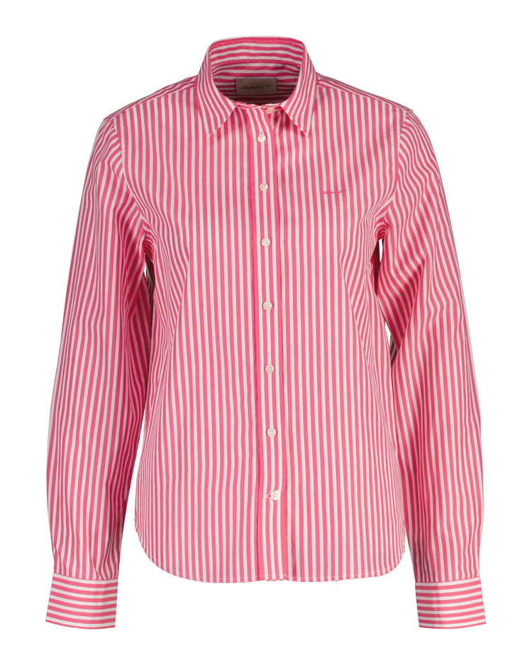 Bawełniana koszula damska w paski z długim rękawem regular fit