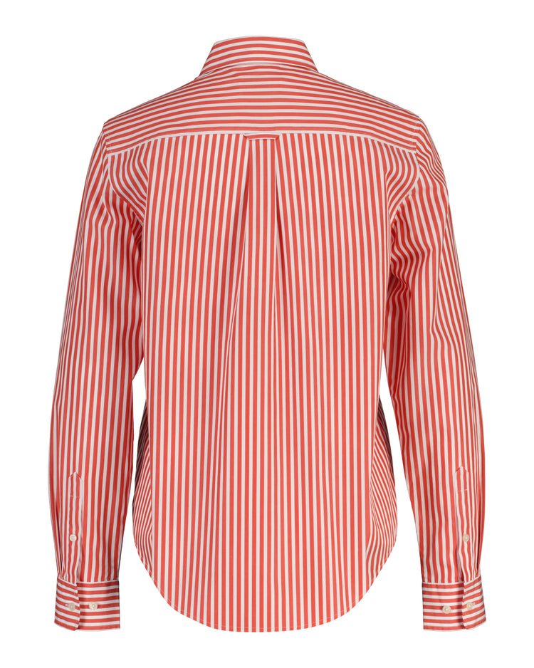 Bawełniana koszula damska w paski z długim rękawem regular fit