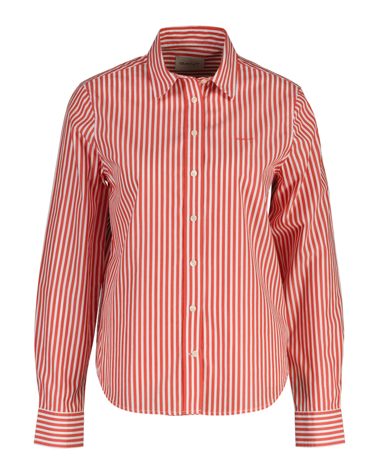 Bawełniana koszula damska w paski z długim rękawem regular fit