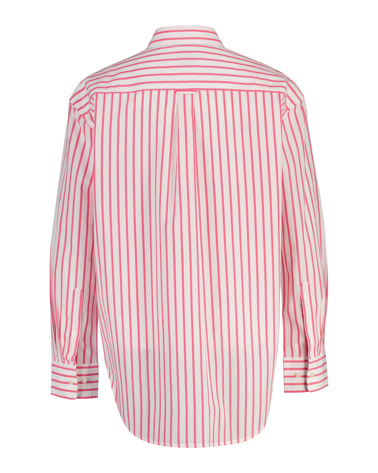 Bawełniana koszula damska w paski z długim rękawem relaxed fit