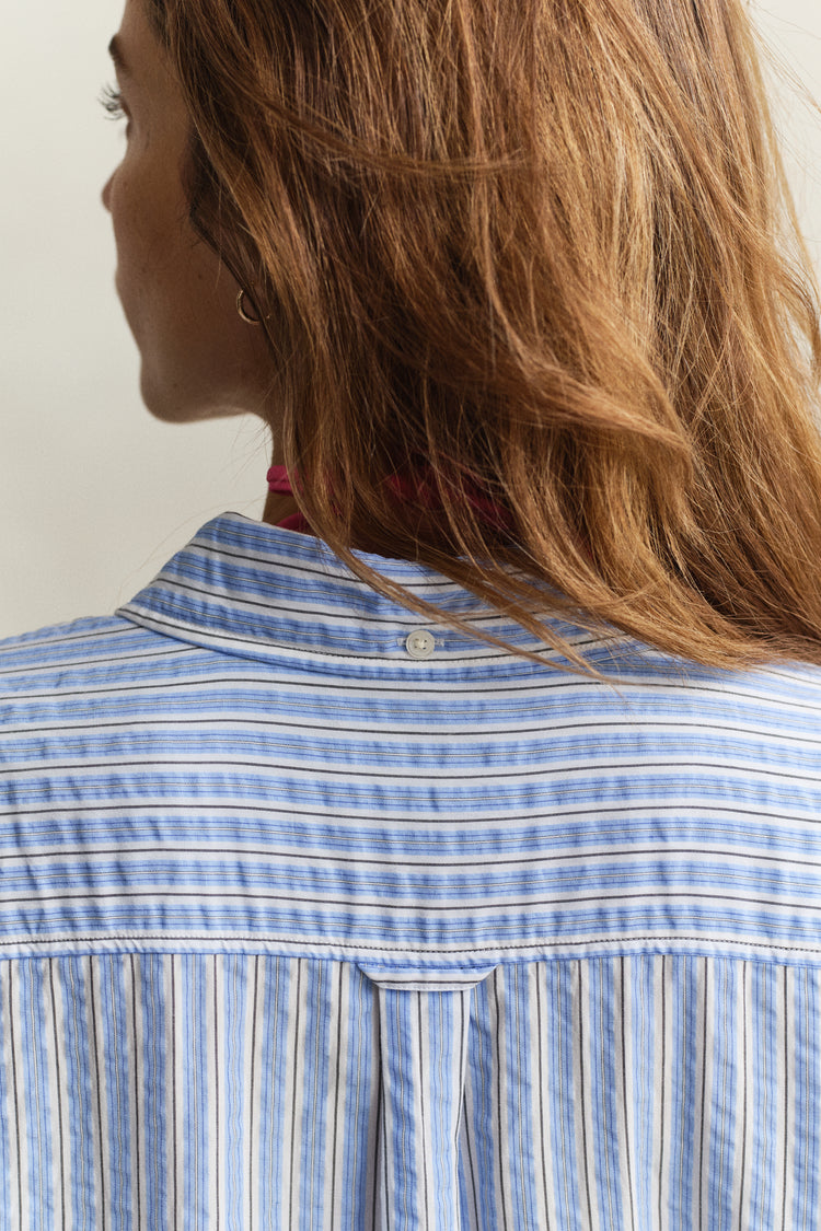 Lyocellowa koszula damska w paski z długim rękawem relaxed fit