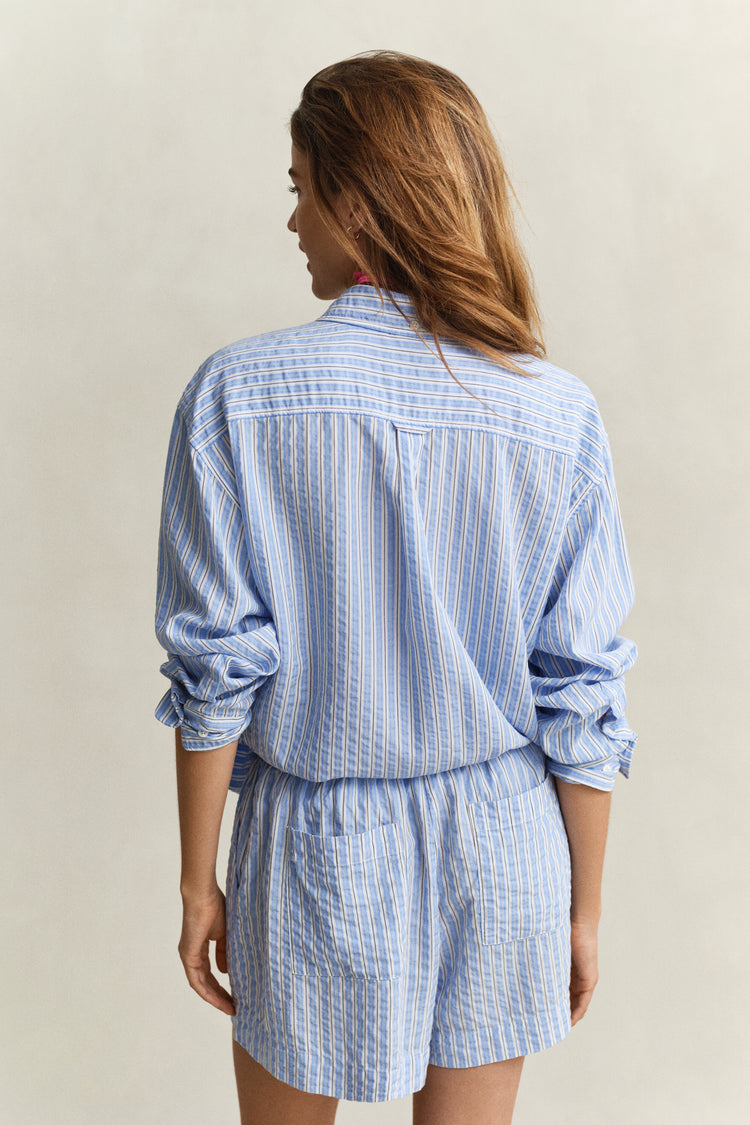 Lyocellowa koszula damska w paski z długim rękawem relaxed fit