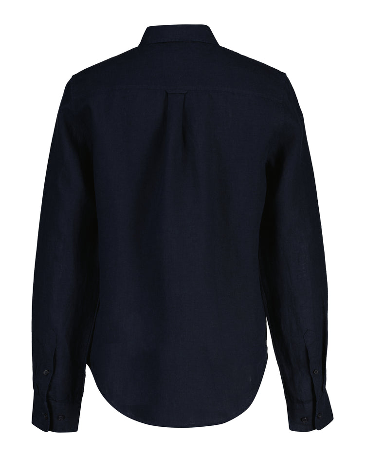 Lniana koszula damska z długim rękawem regular fit czarna