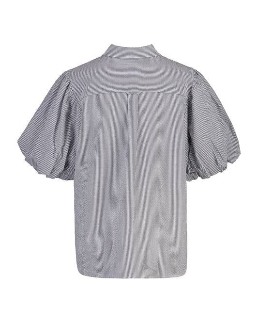 Bawełniana koszulka damska w paski regular fit granatowa